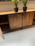 DRESSOIR 220 cm 4 deurs Massief blank mango metaal voorraad, Huis en Inrichting, Kasten | Dressoirs, Met plank(en), Verzenden