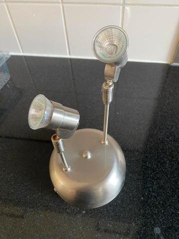 RVS Plafondlamp met 2 Halogeen Spots beschikbaar voor biedingen