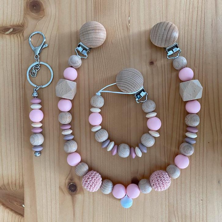 Combi Deal | Sleutelhanger, Wagenspanner en Speenkoord, Kinderen en Baby's, Kraamcadeaus en Geboorteborden, Nieuw, Kraamcadeau