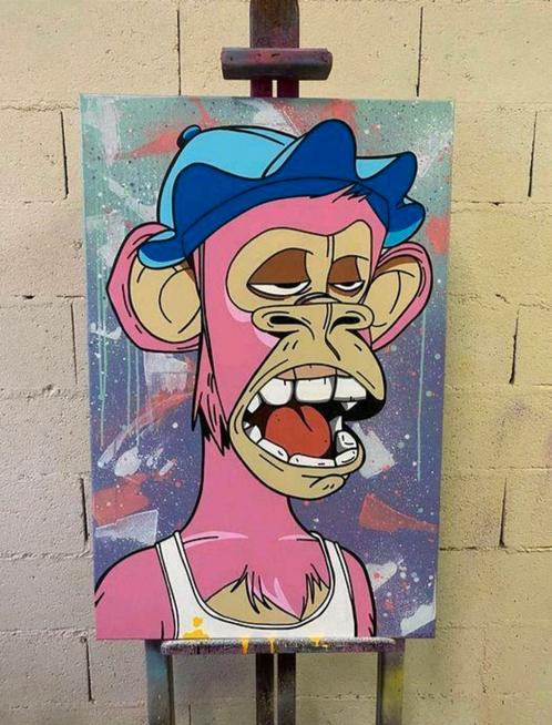 BAYC NFT Rare Bored Ape Lil Baby #129 (2,5 x 60 x 92 cm), Antiek en Kunst, Kunst | Schilderijen | Modern, Ophalen of Verzenden