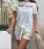 Wit t-shirt met panterprint tekst - Pinned by K - maat S, Ophalen of Verzenden, Zo goed als nieuw, Wit, Korte mouw