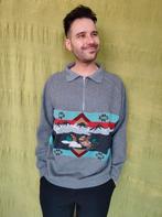 Sweater/trui - maat XL - grijs - print - 90's, Kleding | Heren, Ophalen of Verzenden, Gedragen, Maat 52/54 (L), Grijs
