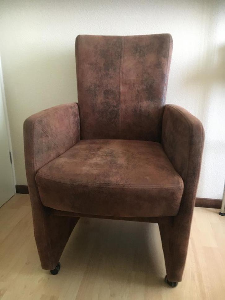 fauteuil relexstoel zit D48xB60 armleuning stof rijdbaar H94, Huis en Inrichting, Fauteuils, Gebruikt, Metaal, Stof, Overige materialen