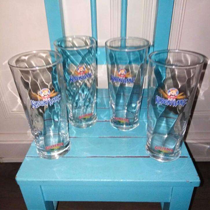 Gulpener korenwolf  bierglazen 30 cl 4 stuks, Verzamelen, Biermerken, Zo goed als nieuw, Glas of Glazen, Gulpener, Ophalen