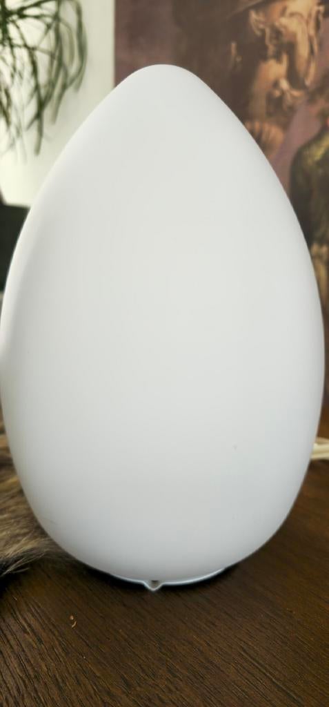 Jaren 70 vintage ei vormige opaline lamp, Huis en Inrichting, Lampen | Tafellampen, Ophalen of Verzenden, Glas, Minder dan 50 cm
