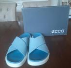 Nieuw: blauwe leren dames Ecco voetbed muilen/slippers mt 42, Slippers, Ecco, Blauw, Nieuw