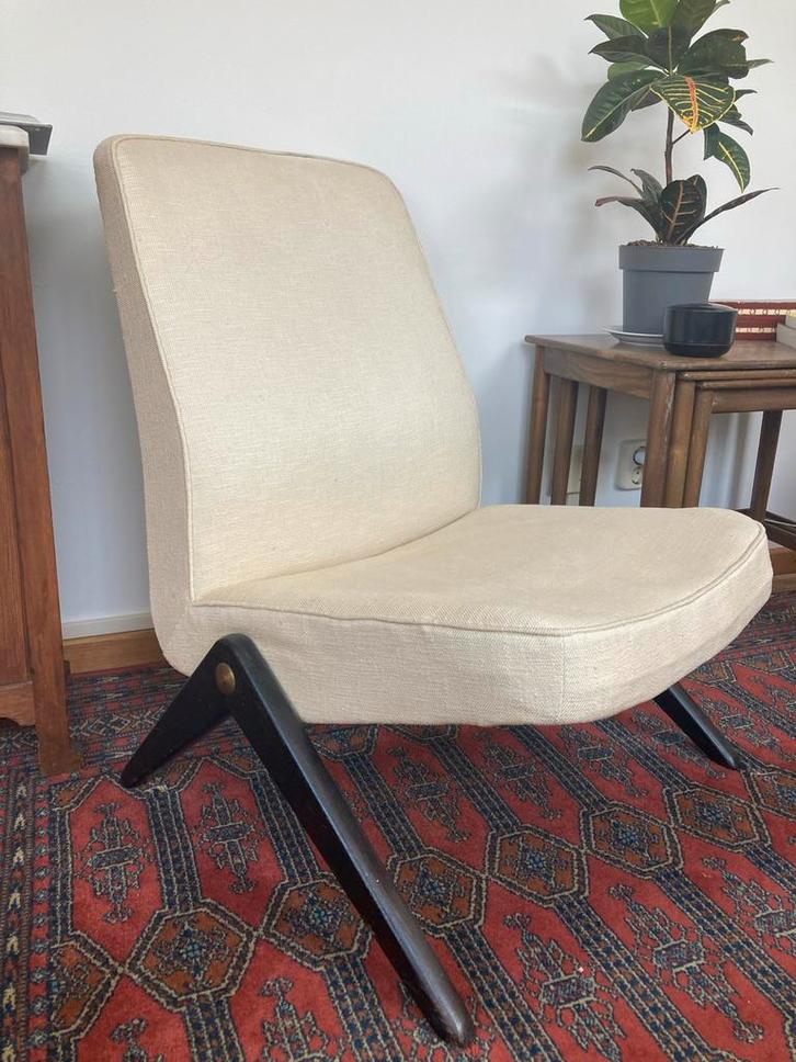 Vintage Bengt Ruda Fauteuil - Zweeds Design 1950, Huis en Inrichting, Fauteuils, Gebruikt, Hout, 50 tot 75 cm, Minder dan 75 cm