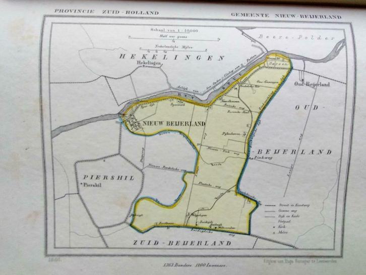 111 / Nieuw-Beijerland / Ons Genoegen/Litho Kuyper  ZH, Antiek en Kunst, Kunst | Litho's en Zeefdrukken, Ophalen of Verzenden