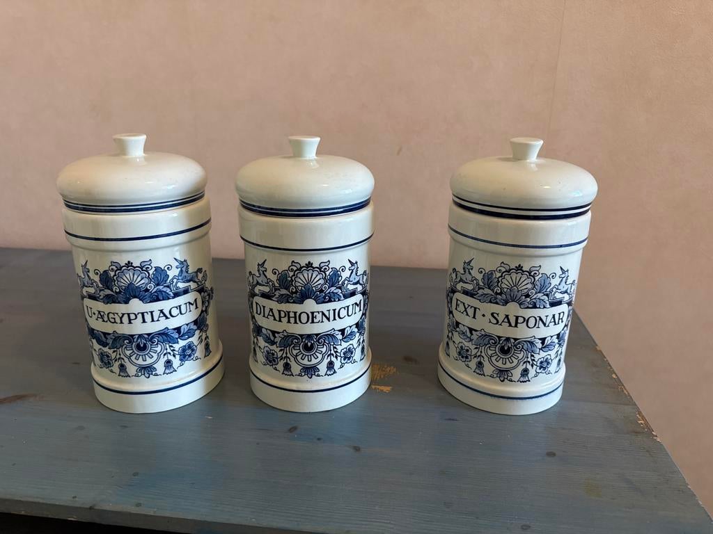 Delfts blauwe apothekerspotten set, Ophalen of Verzenden