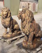 Set oud roestlook grote leeuwen, Ophalen of Verzenden, Nieuw, Beton, Dierenbeeld