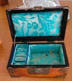 Antiek houten juwelendoosje met jade inleg, Ophalen of Verzenden