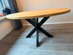 Eettafel 160x90 ovaal met stalen X-poot., Huis en Inrichting, Tafels | Eettafels, Ophalen, 50 tot 100 cm, Zo goed als nieuw, 150 tot 200 cm