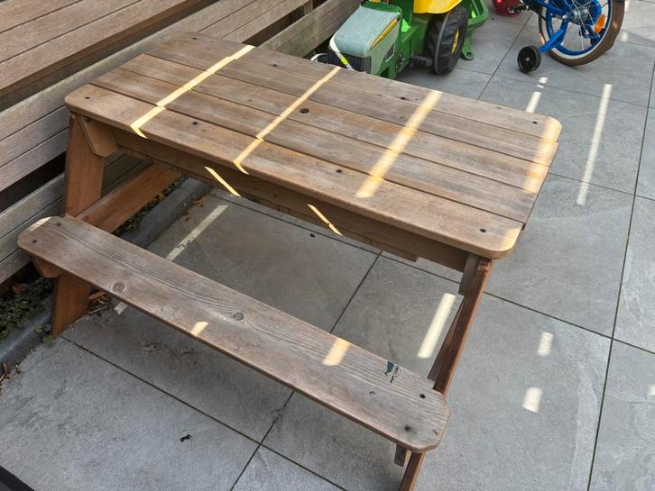 Kinder picknick tafel met water en zand deel (incl. Hoes!), Tuin en Terras, Picknicktafels, Gebruikt, Rechthoekig, Hout, Ophalen