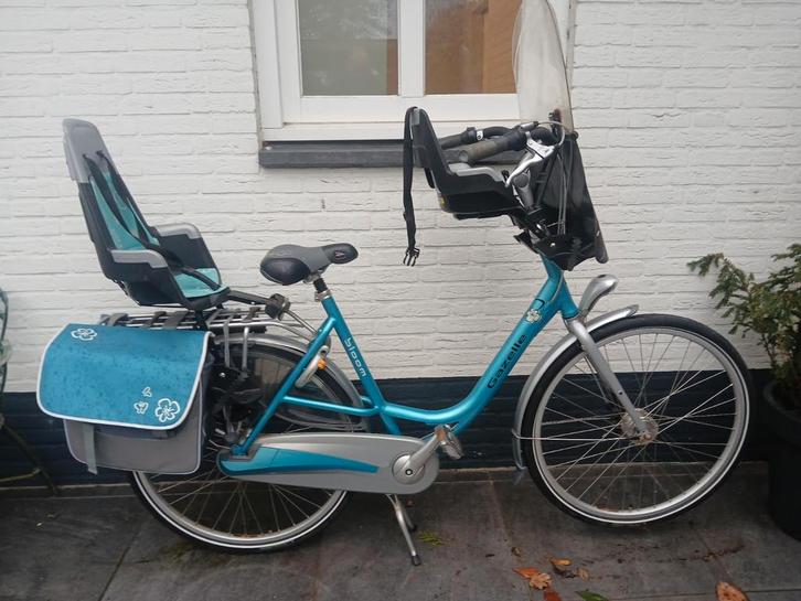 Gazelle Bloom Moederfiets met 2 kinderzitjes, Fietsen en Brommers, Fietsen | Dames | Moederfietsen, Gebruikt, Gazelle, 50 tot 53 cm