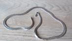 Zilveren heren/platte dames schakel ketting/collier, Ophalen of Verzenden, Zo goed als nieuw, Zilver, Zilver