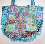 Bohemian hippie chic tote bag strandtas handtas TURQUOISE, Ophalen of Verzenden, Nieuw, Blauw, Shopper