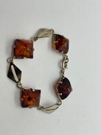 A402 Prachtige zilverem armband barnsteen, Sieraden, Tassen en Uiterlijk, Antieke sieraden, Ophalen of Verzenden, Zilver, Armband