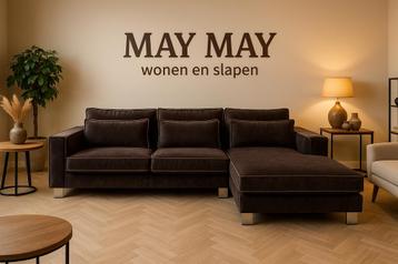 Hoekloungebank bruin velvet 310 Direct/leverbaar  beschikbaar voor biedingen