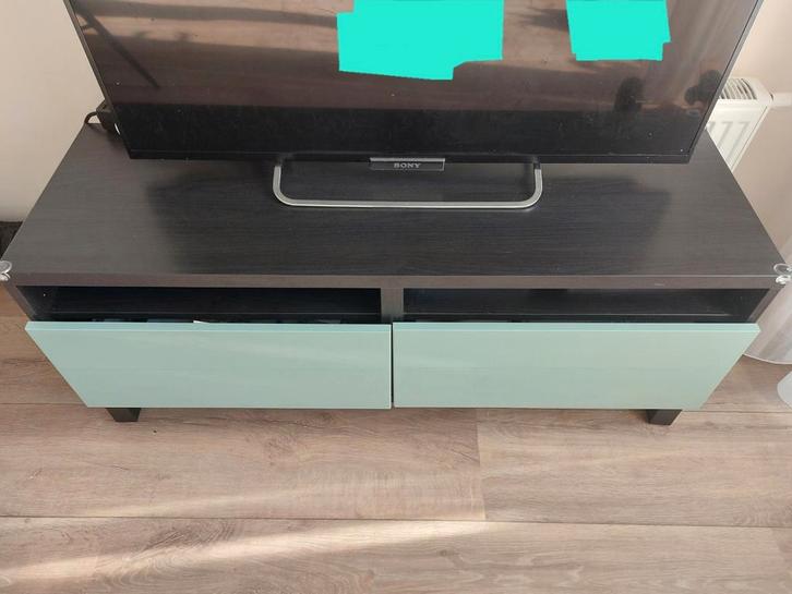 Ikea Besta TV Meubel - Grijsgroen, Huis en Inrichting, Kasten | Televisiemeubels, Zo goed als nieuw, Minder dan 100 cm, 100 tot 150 cm