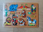 Houten puzzel met knoppen, circus, vintage, Kinderen en Baby's, Speelgoed | Kinderpuzzels, Gebruikt, Ophalen of Verzenden, Van hout