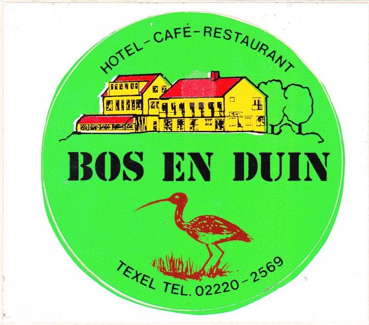 Sticker horeca restaurant Bos en Duin Texel, Verzamelen, Stickers, Zo goed als nieuw, Overige typen, Verzenden