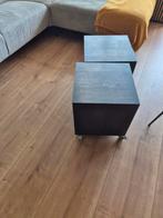 Eikenhouten bijzettafels zwart geolied, verrijdbaar, Huis en Inrichting, Tafels | Bijzettafels, Ophalen, Minder dan 45 cm, Minder dan 55 cm