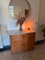 Mooi dressoir hal kastje met lade, 2 deurtjes en marmer blad, Huis en Inrichting, Kasten | Dressoirs, Ophalen, Eikenhout, 50 tot 100 cm