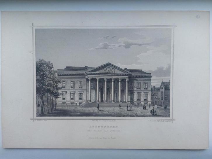 131 / Paleis van Justitie Leeuwarden  Staalgravure uit 1860, Antiek en Kunst, Kunst | Etsen en Gravures, Ophalen of Verzenden