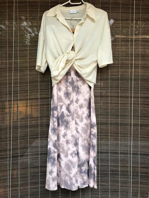 Rok Asos, mt 38, viscose, pastel grijs en creme, Kleding | Dames, Rokken, Zo goed als nieuw, Maat 38/40 (M), Grijs, Onder de knie