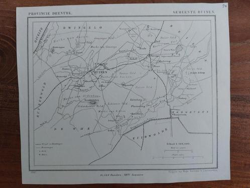 24 / Ruinen - Gijsselte - Rhebruggen Litho uit 1867 Kuyper, Antiek en Kunst, Kunst | Litho's en Zeefdrukken, Ophalen of Verzenden