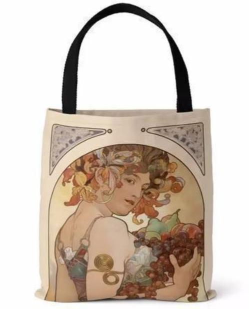 Alphonse Mucha 'Fruit' Kunst Canvas Tas Shopper, Antiek en Kunst, Kunst | Overige Kunst, Verzenden