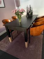 Zwarte eettafel met drie laatjes (190x84), Ophalen, 50 tot 100 cm, Zo goed als nieuw, Vijf personen of meer