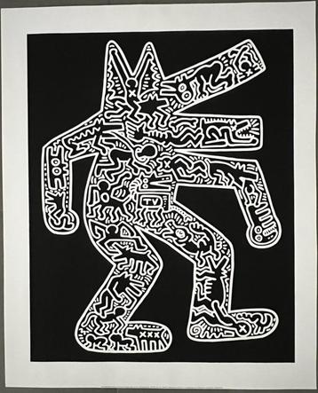 Keith Haring: Zeefdruk - Dog - KH Foundation 2014 beschikbaar voor biedingen