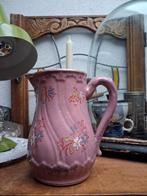 oma's nostalgische oude roze kan met bloemen handbeschilderd, Ophalen of Verzenden