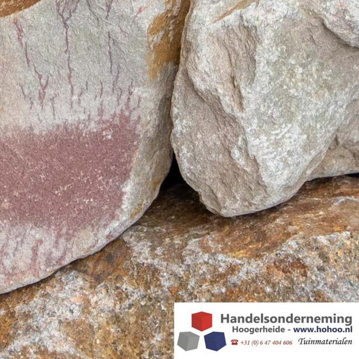Grauwacke breuksteen beige bruin grijs rotsen schanskorf, Tuin en Terras, Grind, Keien en Split, Nieuw, Kei, Multi, Overige materialen