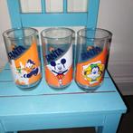 3 Fanta glazen Donald Duck, Mickey Mouse en Goofy, Ophalen, Overige figuren, Gebruikt, Servies