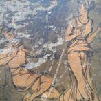 Antieke keramische/majolica tegel met klassiek tafereel/1900, Ophalen of Verzenden