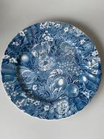 Groot Blauw Bord met Bloemen en Fruit Decoratie Myott, Ophalen of Verzenden