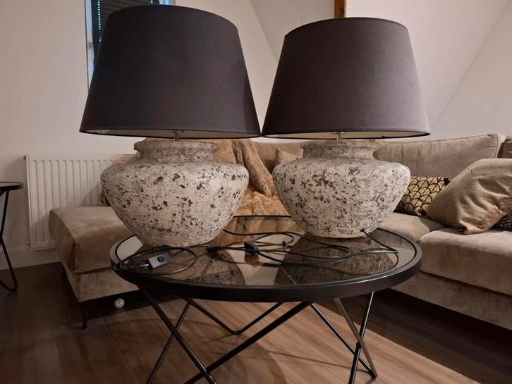 Mooie landelijke Kruiklamp/ kruiklampen incl lampenkap, Huis en Inrichting, Lampen | Tafellampen, Zo goed als nieuw, Minder dan 50 cm