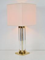Vintage plexiglas tafellamp eclectic messing lucite brass 70, N, Ophalen of Verzenden, N, N