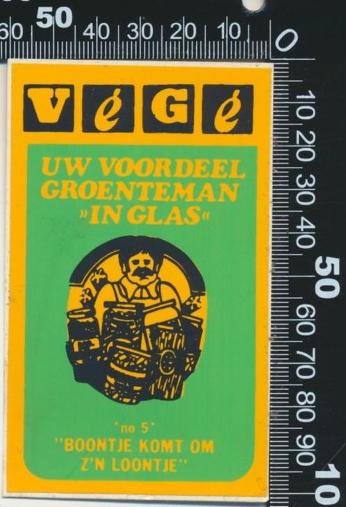 Sticker: Vege - Uw voordeel groenteman in glas - 5 Boontje k, Verzamelen, Stickers, Zo goed als nieuw, Bedrijf of Vereniging, Verzenden