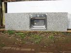 graniet aan rechtblad, Huis en Inrichting, Keuken | Keukenelementen, Grijs, Gebruikt, Verzenden, 200 cm of meer