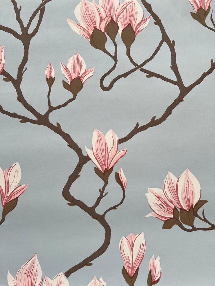 Cole & Son The Contemporary Collection Magnolia vliesbehang, Huis en Inrichting, Stoffering | Behang, Blauw, 10 tot 25 m², Ophalen of Verzenden