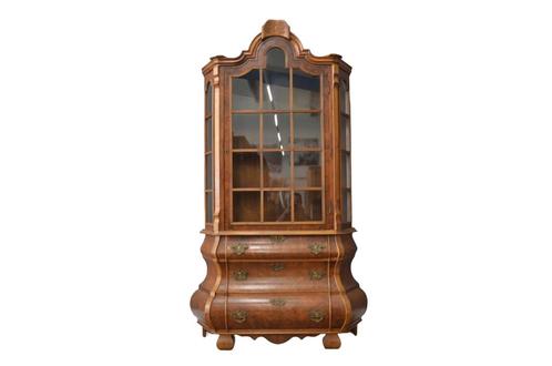 Elegante Wortelnoten Vitrinekast, Huis en Inrichting, Kasten | Vitrinekasten, Gebruikt, 200 cm of meer, 100 tot 150 cm, 25 tot 50 cm