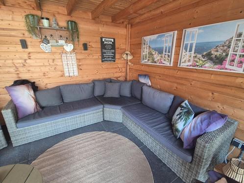 Loungeset hoekopstelling, Tuin en Terras, Tuinsets en Loungesets, Gebruikt, Loungeset, Wicker, 6 zitplaatsen, Ophalen