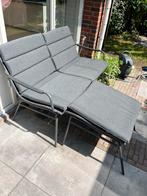 Tuinbank met voetenbankje en kussens, Tuin en Terras, Ophalen, Gebruikt, Metaal