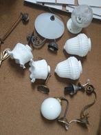 Diverse brocante  melkglas lampen, Antiek en Kunst, Ophalen