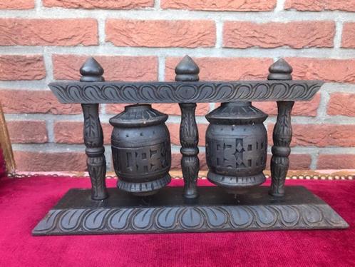 dubbele houten gebedsmolen, Tibet, Antiek en Kunst, Curiosa en Brocante, Ophalen of Verzenden