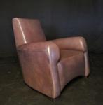 Fauteuil in grijs bruin rundleer, Huis en Inrichting, Ophalen, Zo goed als nieuw, Modern / Ambachtelijk, 75 tot 100 cm