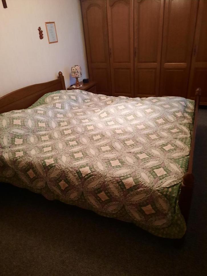 Complete slaapkamer 2 persoons donker eiken, Huis en Inrichting, Slaapkamer | Complete slaapkamers, Gebruikt, Tweepersoons, Ophalen